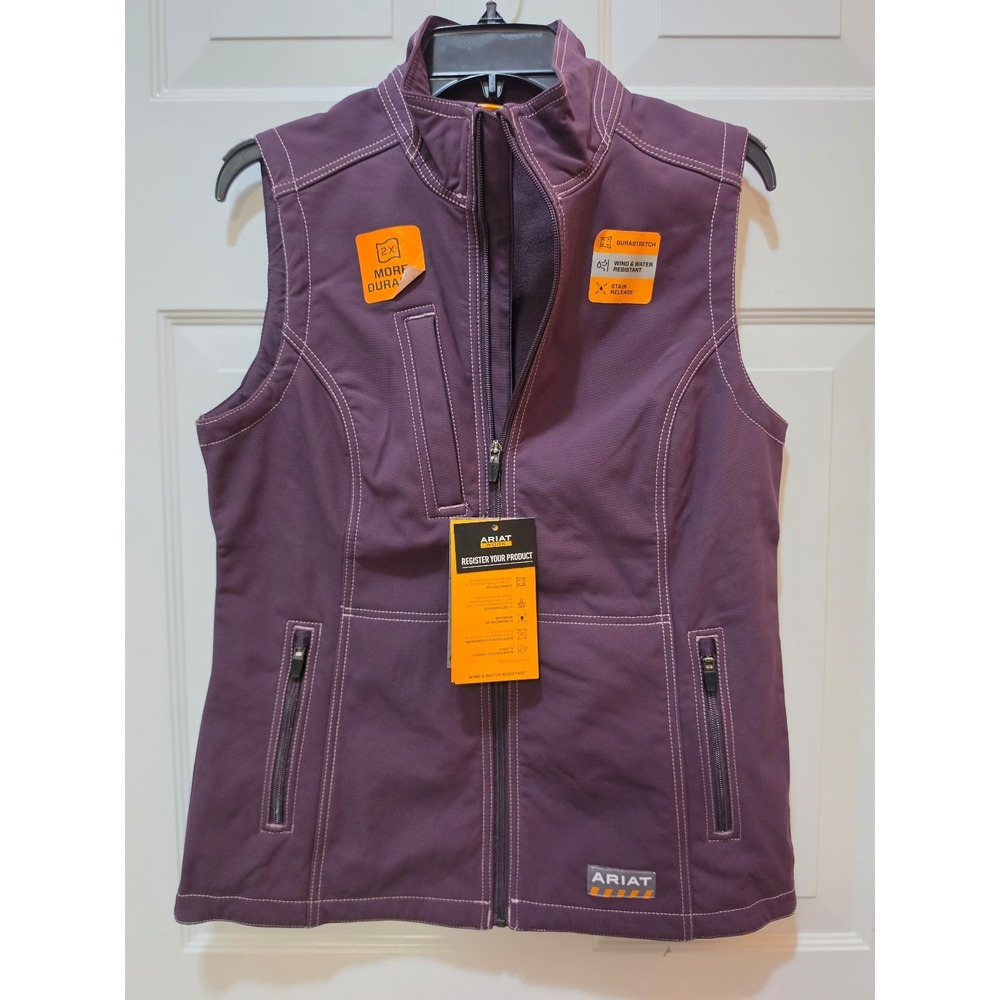 NWT Ariat Rebar Stretch Canvas Softshell Work Vest Purple Plum S Small